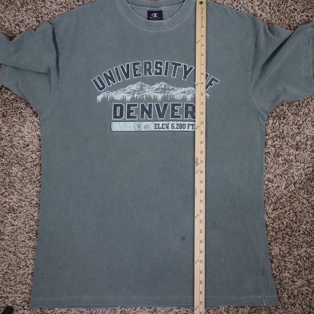Vintage Champion University of Denver Graphic T-Shirt XL Faded Teal Cotton - Picture 10 of 11